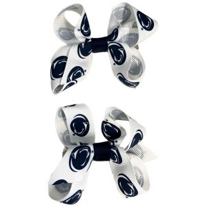 2 count mini white ribbon bows with repeating Penn State Athletic Logos